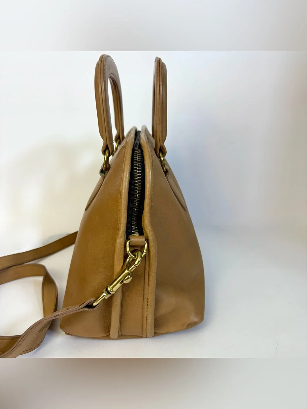 Vintage Coach Baxter Stone Light Tan Leather Satchel Doctor Bag Purse Crossbody